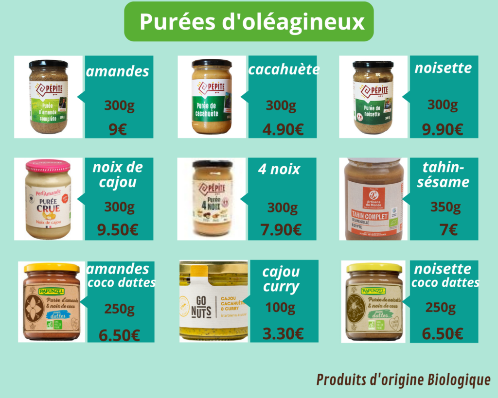 purées d'oléagineux